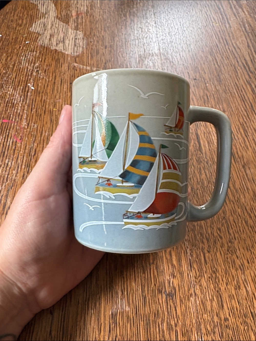 VTG. Collectible Sailboat Gala Otagiri Stoneware 4” Coffee Mug Cup